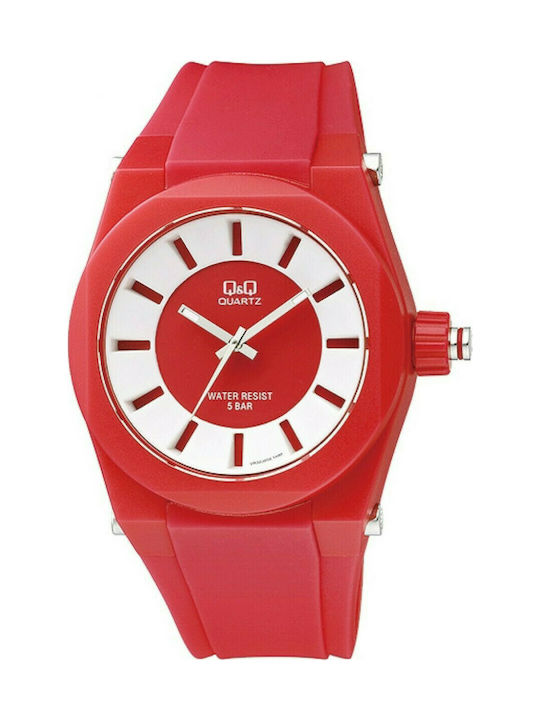 Q&Q Watch with Red Rubber Strap