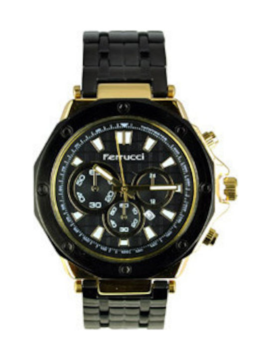 Ferrucci Uhr Chronograph Batterie mit Schwarz Metallarmband