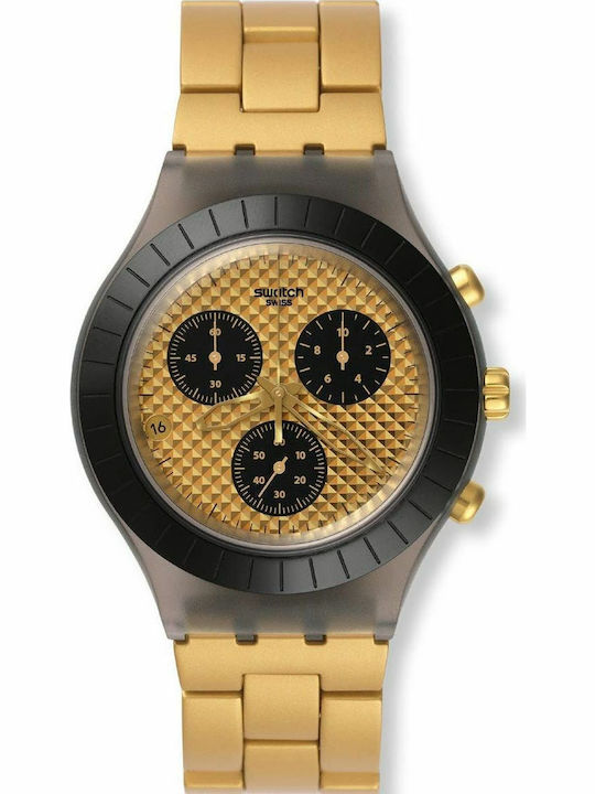 Swatch Swatch Γυναικείο Ρολόι Χρονογράφος Μπαταρίας με Χρυσό Μεταλλικό Μπρασελέ