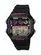 Casio Дигитален Мъжки Часовник Хронограф На Батерия С Черна Каучукова Каишка