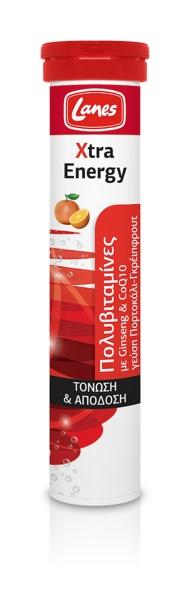 Lanes Xtra Energy Βιταμίνη για Ενέργεια Orange Grapefruit 20 αναβράζοντα δισκία