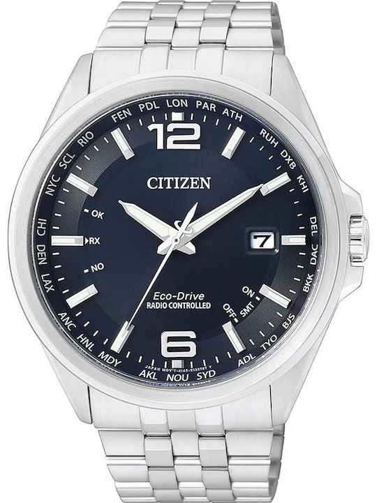 Citizen Ανδρικό Ρολόι 43mm Eco - Drive με Ασημί Μεταλλικό Μπρασελέ