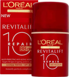 L'Oreal Paris Revitalift Repair 10 BB Cream Medium SPF20 Blemishes & Moisturizing BB Cream Suitable for All Skin Types 20SPF 50ml