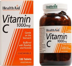 Health Aid Vitamin C Rosehip & Acerola 1000mg 100tabs Vitamină 500mg 100 tablete masticabile Health Aid Vitamin C Rosehip & Acerola 1000mg 100tabs Vitamină 500mg 100 tablete masticabile