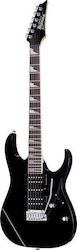 Ibanez GRG170DX Elektrische Gitarre mit Form Stratocaster und HSH Pickup-Anordnung Black Night mit Hülle