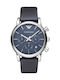 Emporio Armani Uhr Chronograph Batterie mit Blau Lederarmband