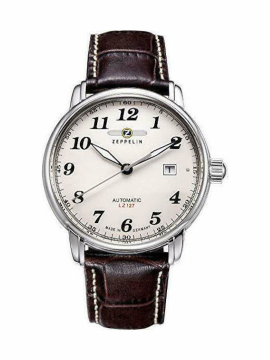 Zeppelin Ανδρικό Ρολόι 42mm Αυτόματο με Καφέ Δε...