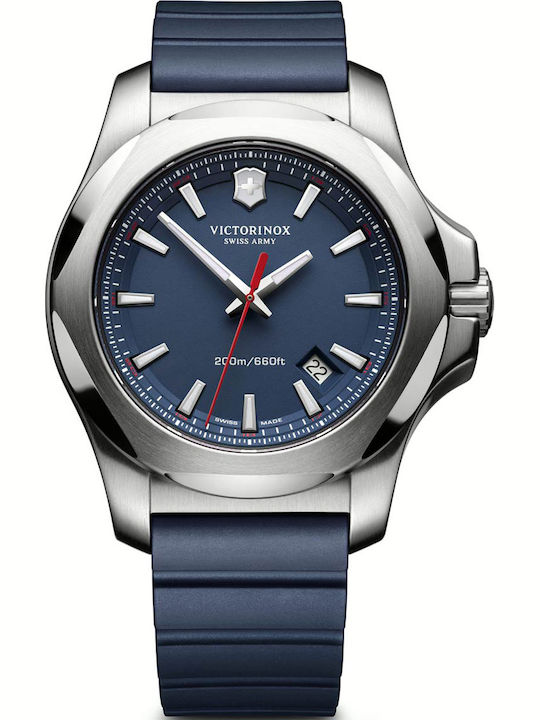 Victorinox I.n.o.x Ανδρικό Ρολόι 43mm Μπαταρίας με Μπλε Καουτσούκ Λουράκι