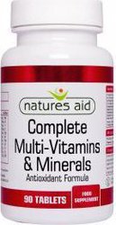 Natures Aid Complete Multi-Vitamins & Minerals Polivitamină pentru Energie, Întărirea Sistemului Imunitar & Părul 90 file