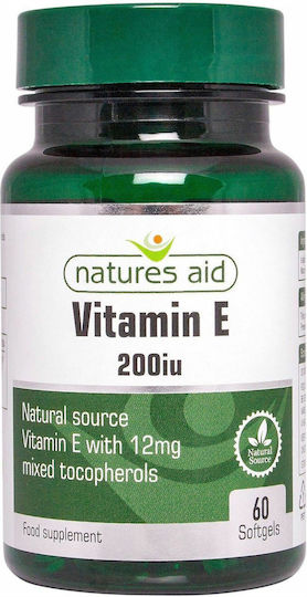 Natures Aid Vitamin E Vitamin for the Skin & Antioxidant Action 200iu 12mg 60 softgels