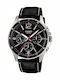 Casio Enticer Men's Watch 43.5mm Chronograph Battery with Black Leather Strap