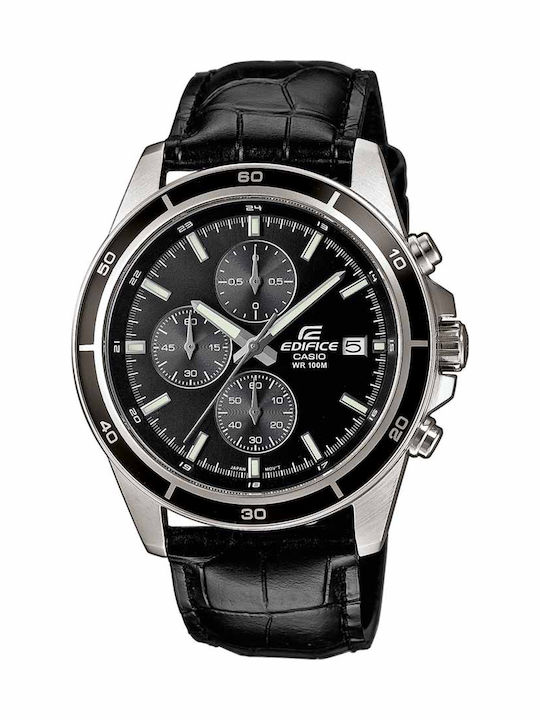Casio Edifice Men's Watch 43.8mm Chronograph Battery with Black Leather Strap