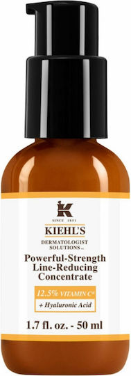 Kiehl's Powerful Strength Line Reducing Moisturizing & Anti-aging Serum Face with Vitamin C & Hyaluronic Acid for Radiance 50ml