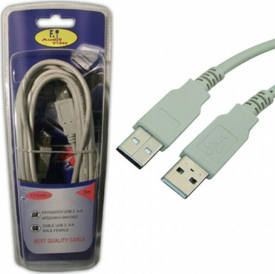 FT Electronics USB 2.0 Cablu USB-A - USB-A female Gri 5m FTT6-041