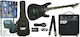 ESP LTD M-10 Σετ Ηλεκτρική Κιθάρα 6 Χορδών με Ταστιέρα Rosewood και Σχήμα ST Style σε Μαύρο Χρώμα