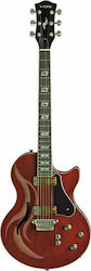 Vox Virage Single Cutaway Electric Guitar ES with HH Pickup Configuration Deep Cherry with Case