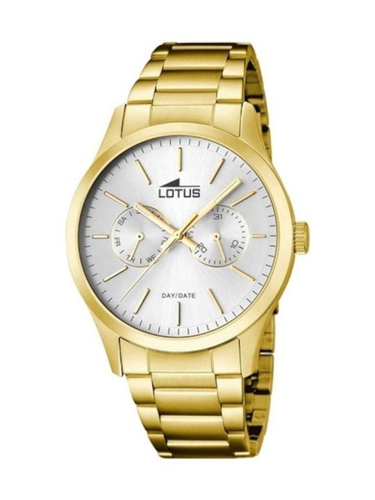 Lotus Watches Uhr Chronograph Batterie mit Gold Metallarmband