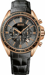 Hugo Boss Driver Battery Chronograph Watch with Leather Strap Black