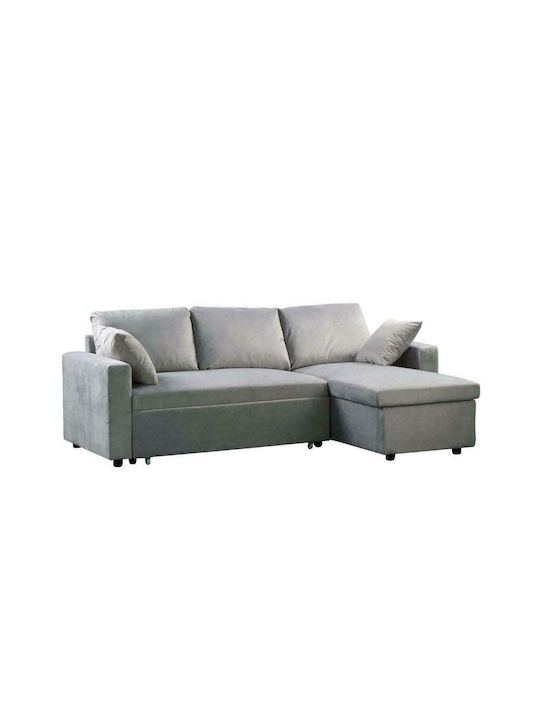 Montreal Γωνιακός Καναπές Κρεβάτι με Αναστρέψιμη Γωνία Microfiber Γκρι 223x146εκ.