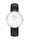 Daniel Wellington Sheffield Γυναικείο Ρολόι 34mm Μπαταρίας με Μαύρο Δερμάτινο Λουράκι