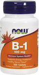 Now Foods B-1 Βιταμίνη για Ενέργεια 100mg 100 ταμπλέτες
