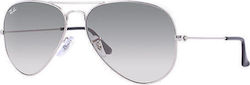 Ray Ban Aviator Γυαλιά Ηλίου Ασημί με Μεταλλικό Σκελετό