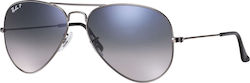 Ray Ban Aviator Γυαλιά Ηλίου Ασημί με Μεταλλικό Σκελετό