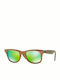 Ray Ban Wayfarer Sonnenbrillen mit Braun Rahmen und Grün Spiegel Linse RB2140 611019