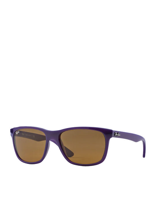 Ray Ban Men's Sunglasses with Purple Plastic Frame and Brown Lens RB4181 6034