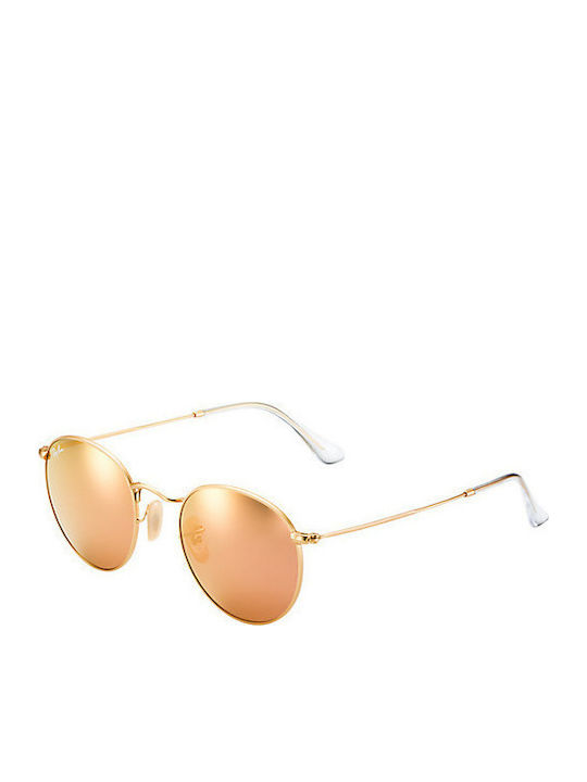 Ray Ban Round Metal Sonnenbrillen mit Gold Rahmen und Rosa Spiegel Linse RB3447 112/Z2