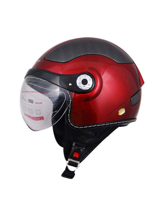Autoline V580 Μπορντώ Κράνος Μηχανής Jet 1100gr