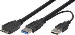 Heitech USB 3.0 Cable 2x USB-A male - micro USB-B male 1.8m (09001328)