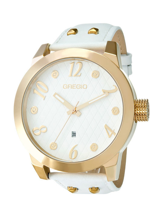 Gregio Watch with White Leather Strap GR105071