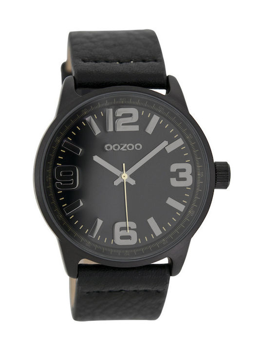 Oozoo Watch Battery with Black Leather Strap