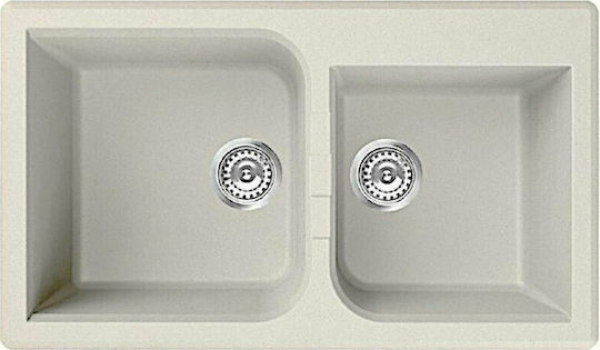 Elleci Venice 445 Granitek LGV44568 Drop-In Мивка от Синтетичен Гранит Ш86xД50см Bianco Titano