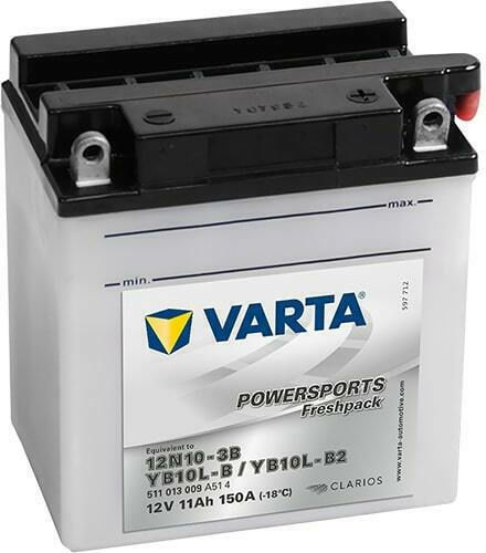 Varta Powersports Freshpack Отворен тип Мотоциклетна батерия 12N10-3B 150Спецификация с капацитет 11Ах