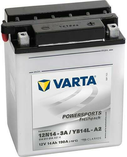 Varta Powersports Freshpack Отворен тип Мотоциклетна батерия YB14L-A2 190Спецификация с капацитет 14Ах