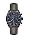 Buler Men's Watch 43mm Chronograph Battery with Black Leather Strap