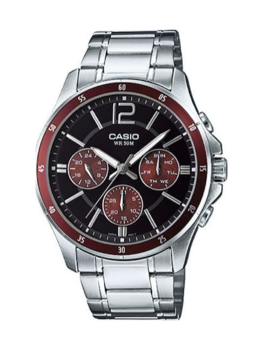 Casio Ρολόι Μπαταρίας με Ασημί Μεταλλικό Μπρασελέ