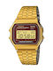 Casio Vintage Iconic Digital Watch Battery with Gold Metal Bracelet