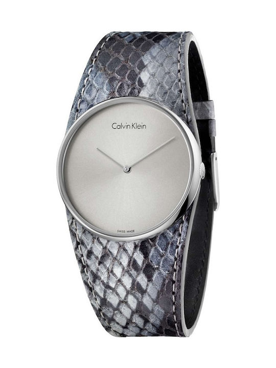 Calvin Klein Watch with Gray Leather Strap K5V231Q4