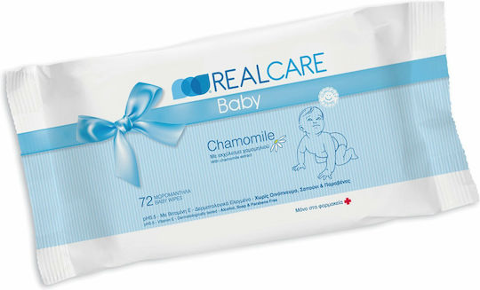 Real Care Chamomile 72τμχ Baby Wipes without Alcohol & Parabens 72pcs