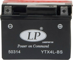 LP Batteries Motorradbatterie YTX4L-BS mit Kapazität 3Ah