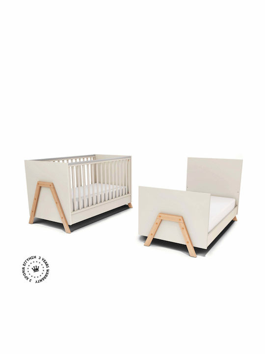 Casababy Baby Crib Oslo White & Natural for Mattress 70x140cm