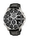 Casio Uhr Chronograph Batterie mit Schwarz Lederarmband