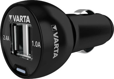 Varta Car Charger Black Total Intensity 3.4A with Ports: 2xUSB