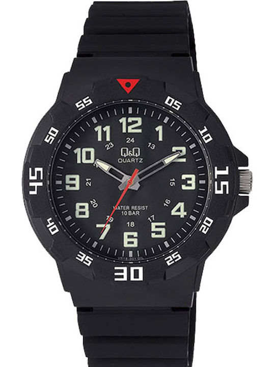 Q&Q Γυναικείο Ρολόι 43mm Μπαταρίας με Μαύρο Καο...
