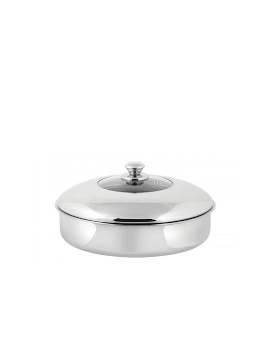 Dutch Oven Round Made of Stainless Steel with Glass Lid and Grill 38x38cm 1pcs