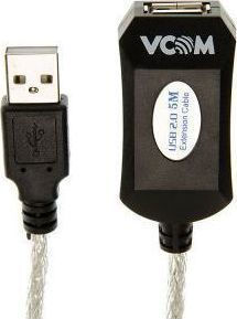 VCOM USB 2.0 Cable USB-A male - USB-B female Λευκό 5m CU823-5M