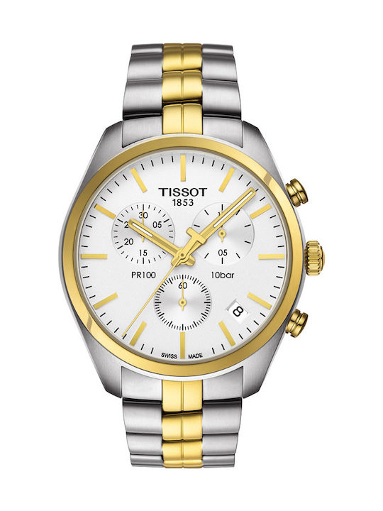 Tissot Watch Chronograph Battery with Silver Metal Bracelet